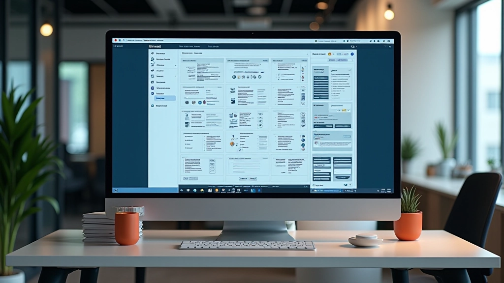 Desktop website design with complex multi-column responsive grid